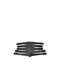Multi Buckle Leather Belt - Black