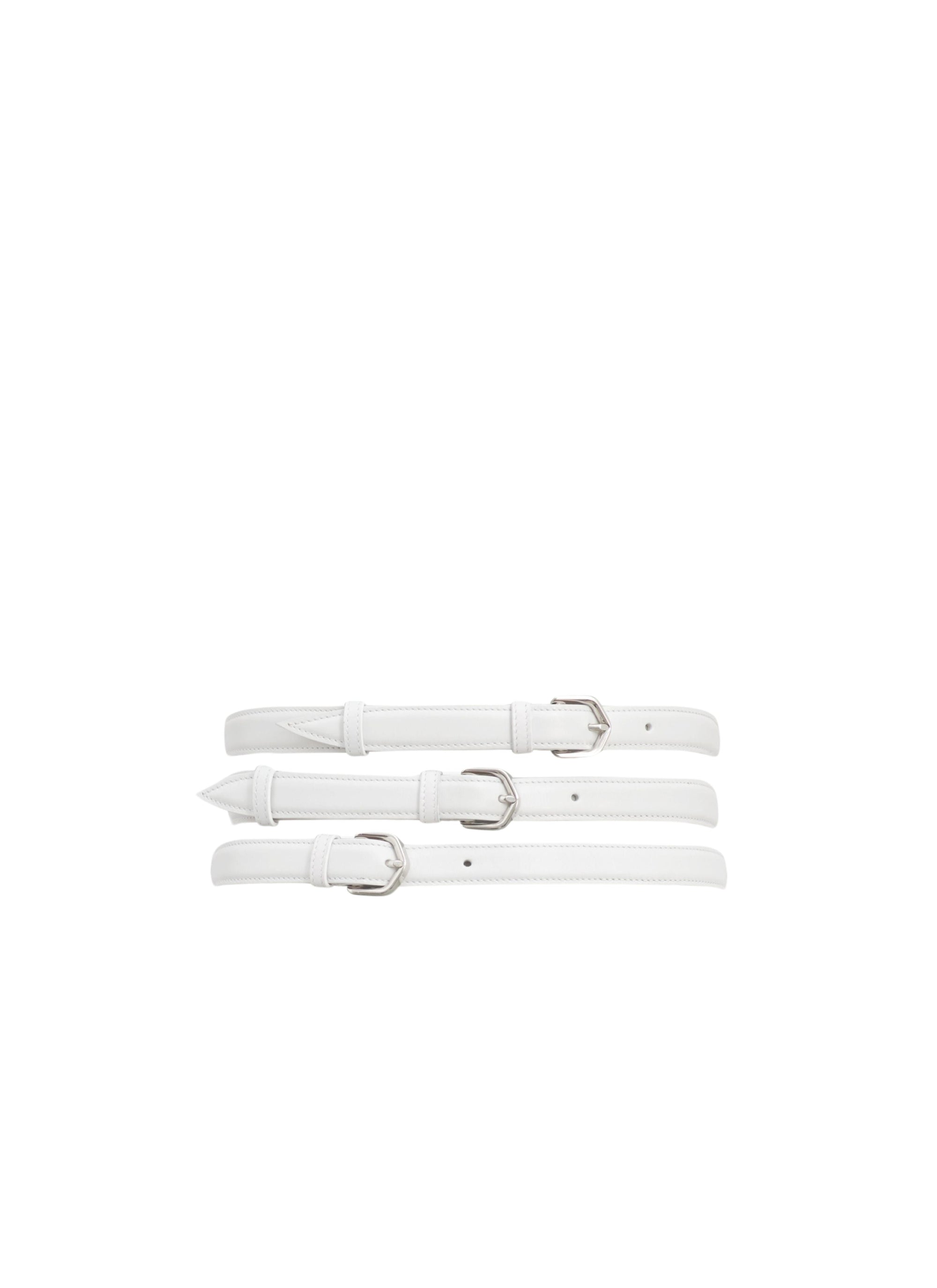 Multi Buckle Leather Belt - Optic White