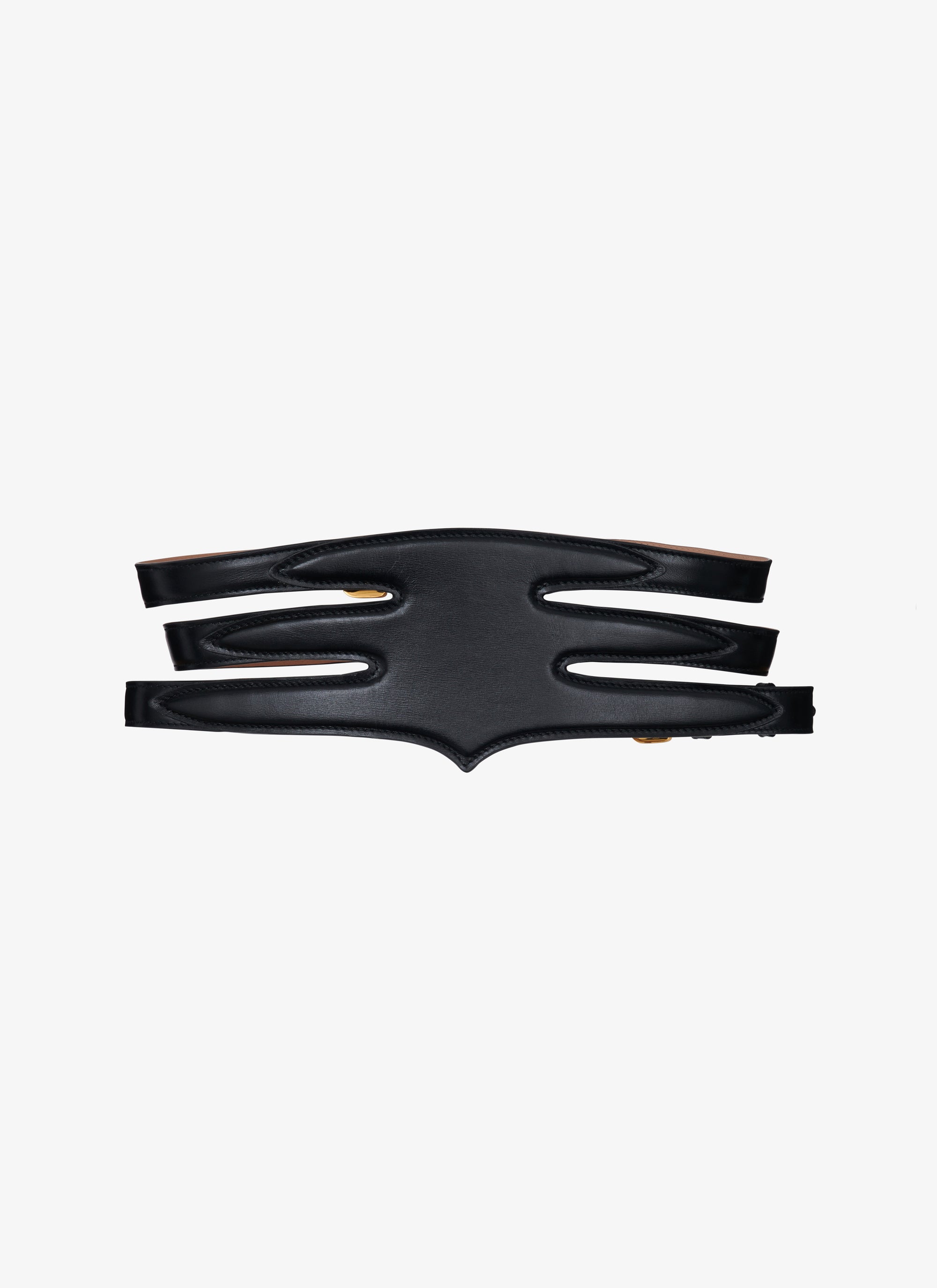 Multi Buckle Leather Belt - Black