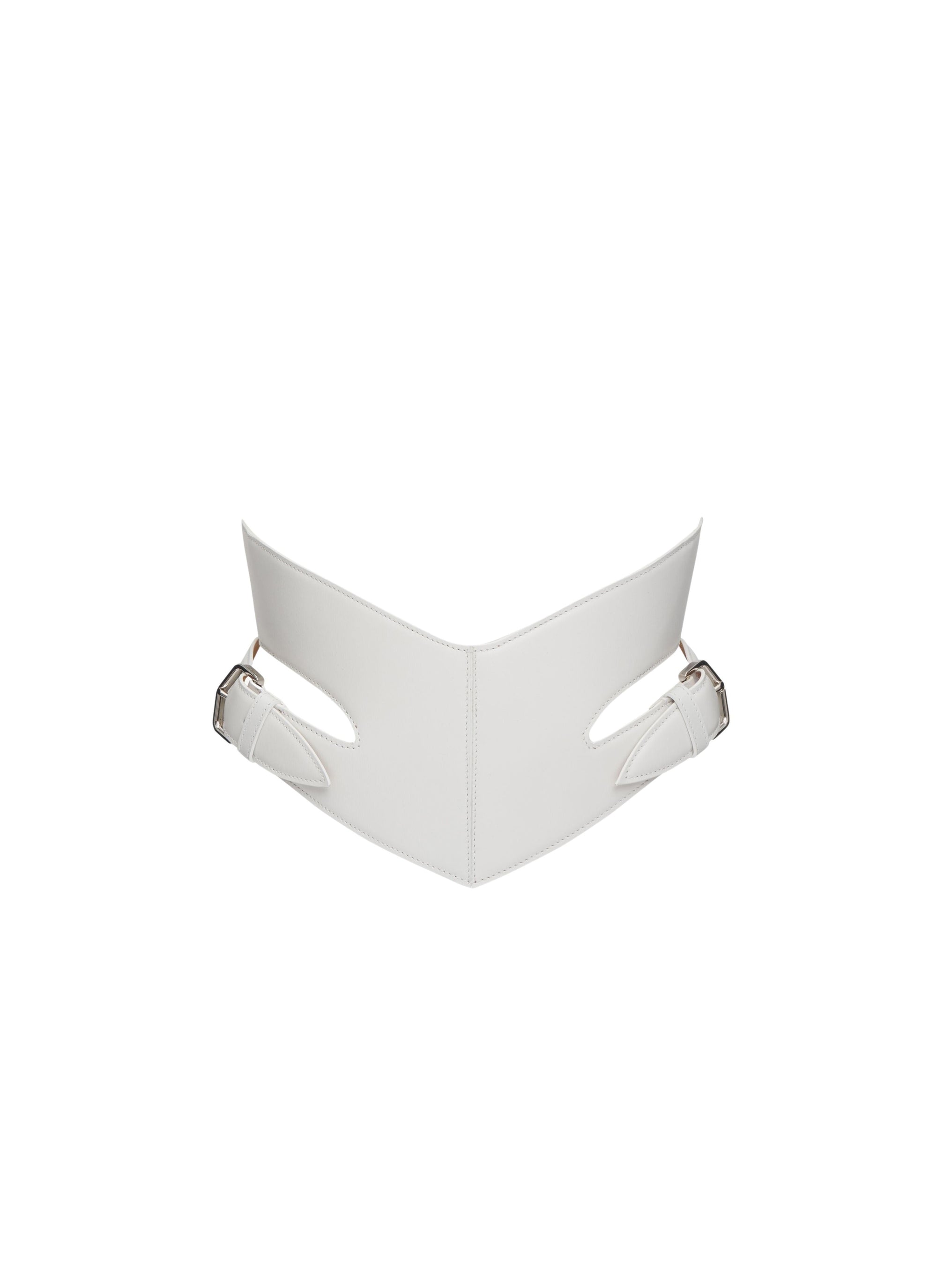 Leather Crossover Corset Belt - Optic White