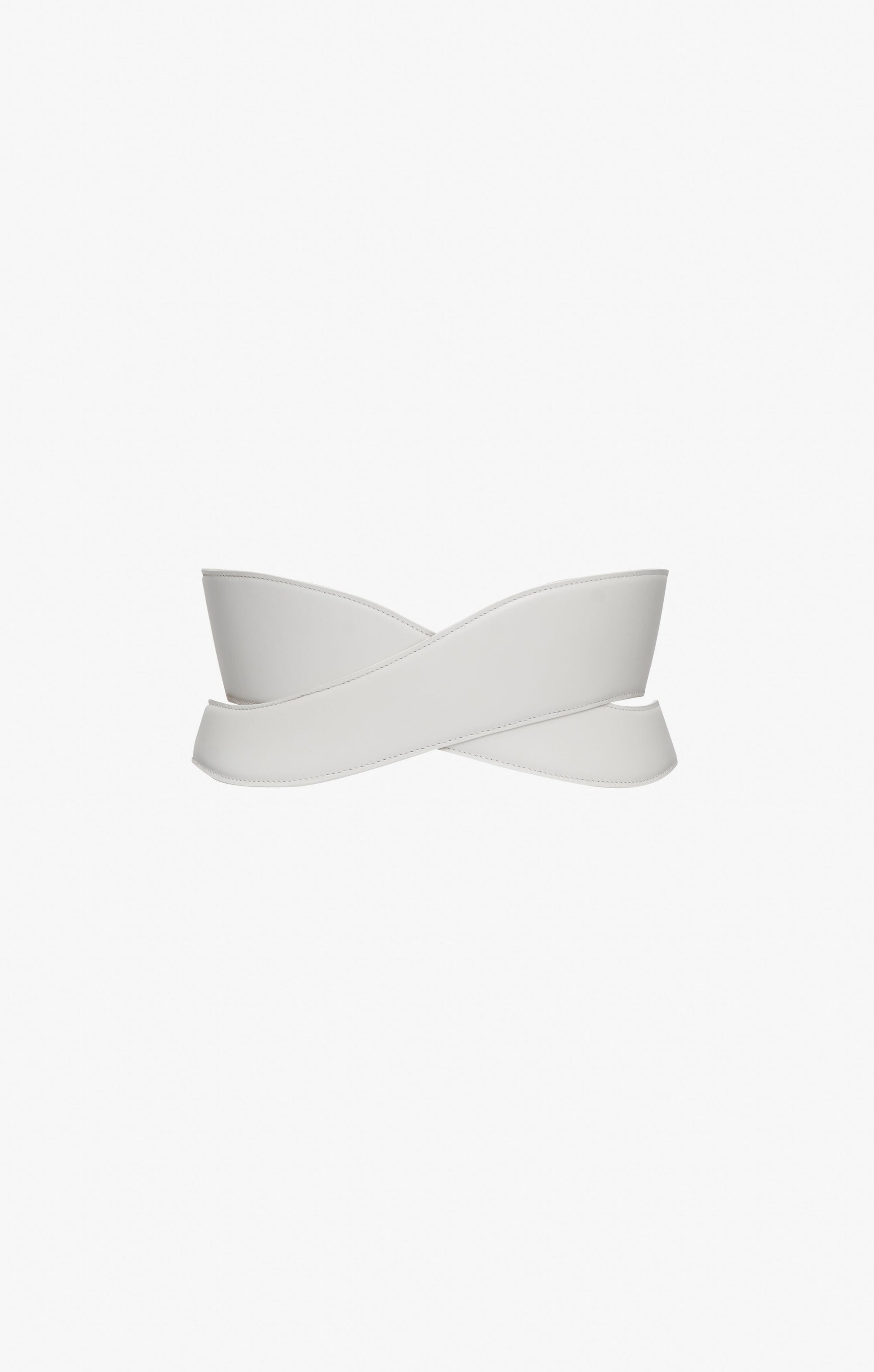 Leather Crossover Corset Belt - Optic White