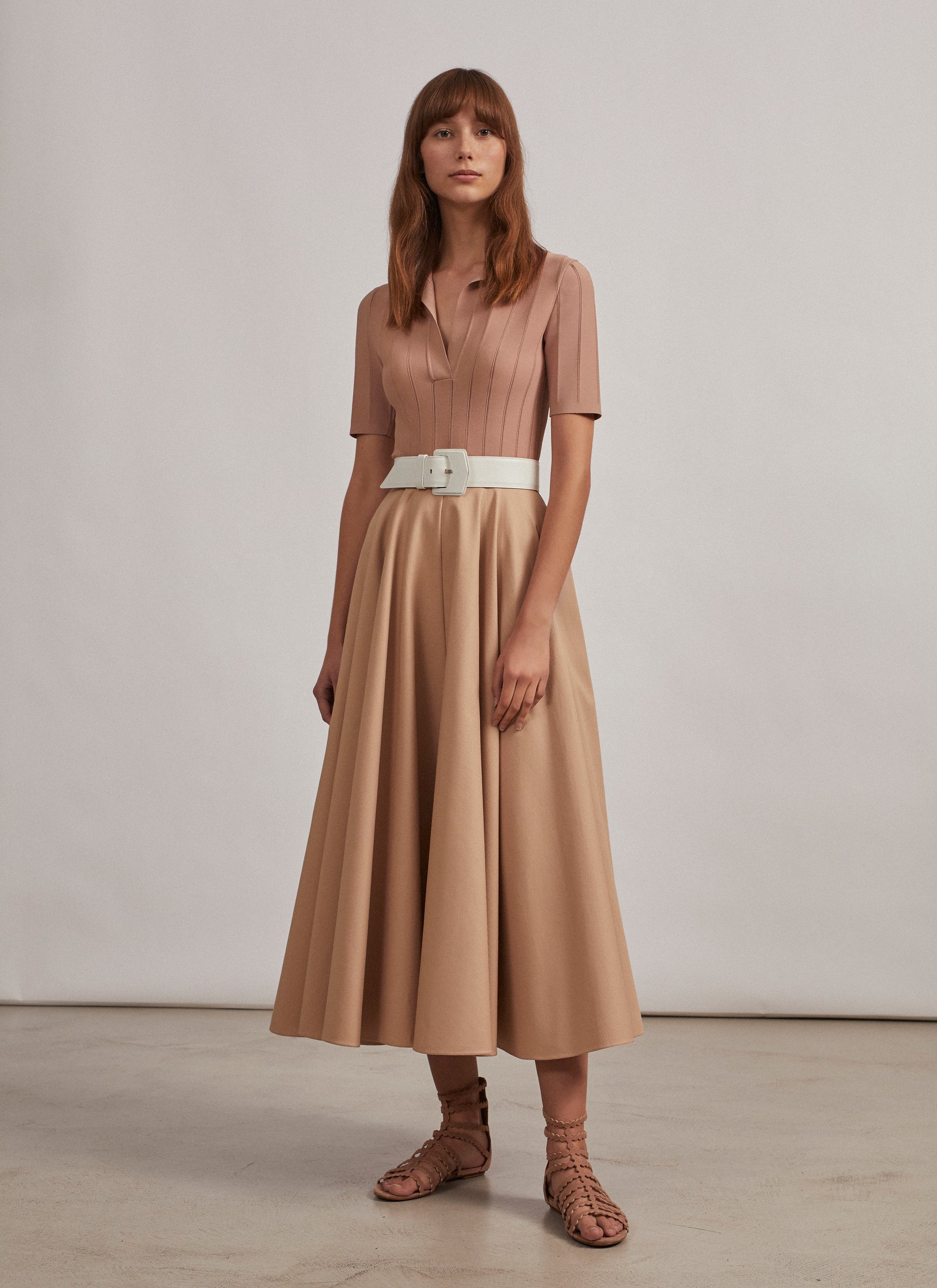 Oversized leather geometric buckle belt - Turtle Dove