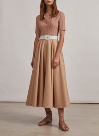 Oversized geometric buckle belt in leather - Almandite