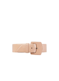 Oversized geometric buckle belt in leather - Sand
