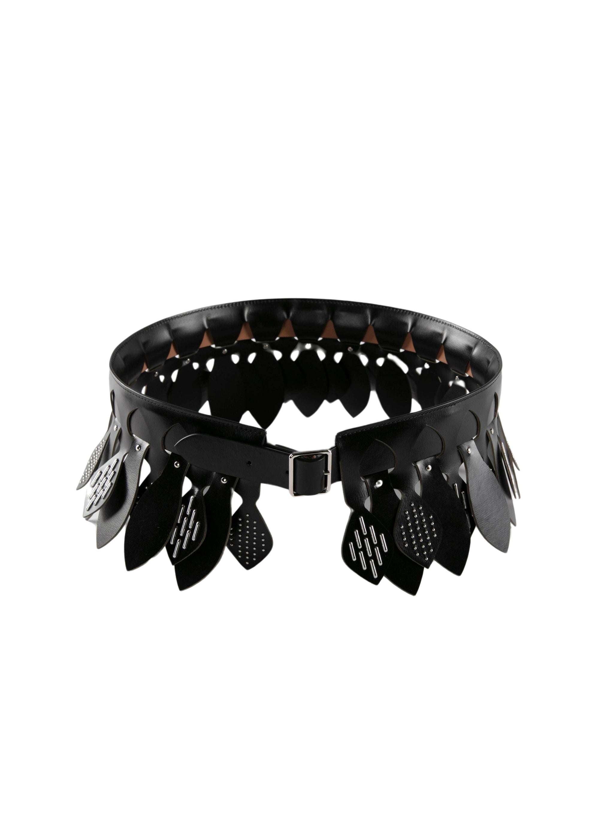 Leather petal belt - Black intense