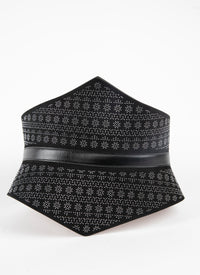 Studded pattern corset belt in leather - Black intense