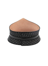 Studded pattern corset belt in leather - Black intense