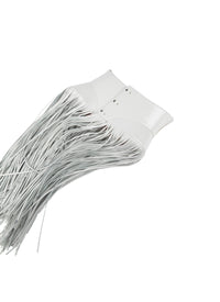 Long fringed corset belt with triple leather buttons - Optic White
