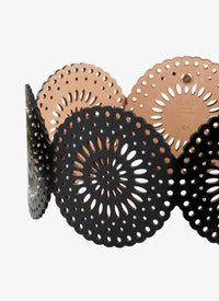 Openwork graphic leather belt - Black