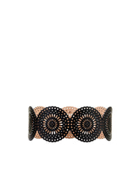 Openwork graphic leather belt - Black