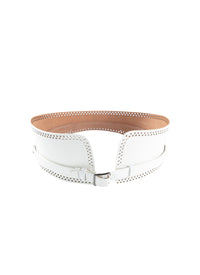 Ceinture large à motif ajourée en cuir - Blanc Optique