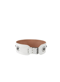 Ceinture à boucle à clous en cuir - Blanc Optique
