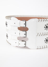 Leather hinge corset belt - Optic White