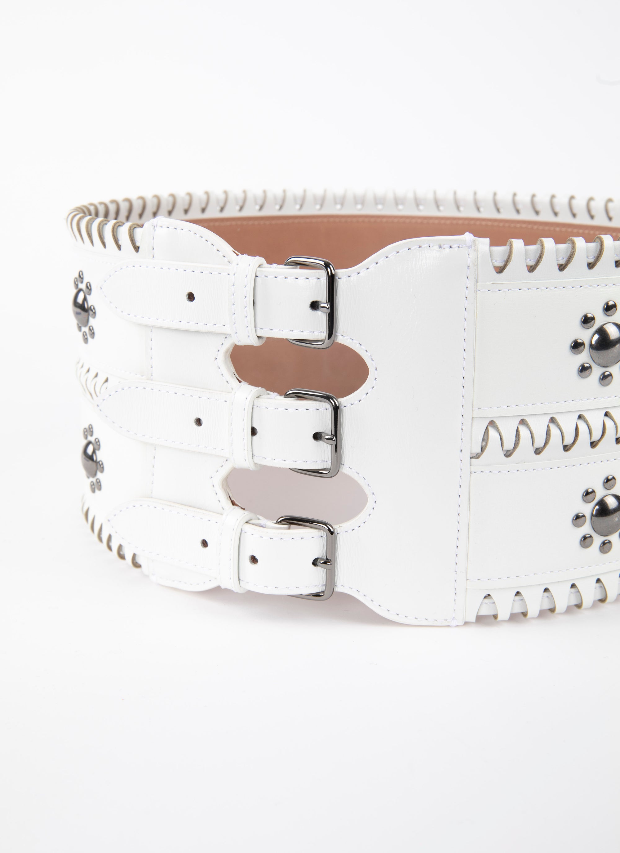 Leather hinge corset belt - Optic White