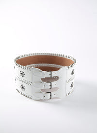 Leather hinge corset belt - Optic White