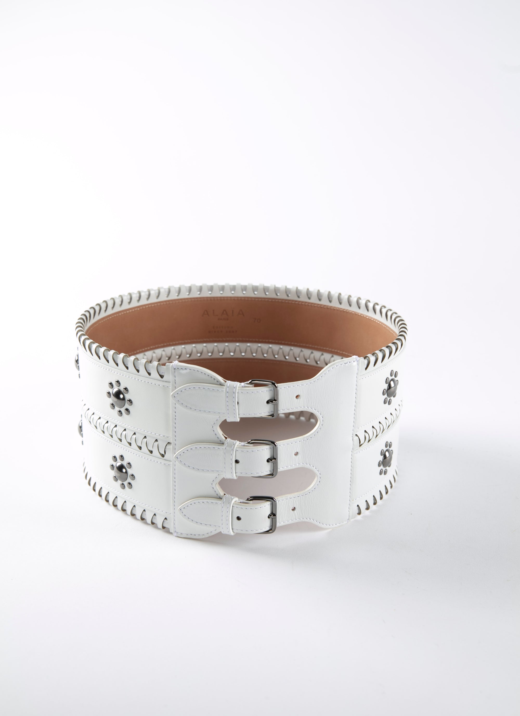 Leather hinge corset belt - Optic White