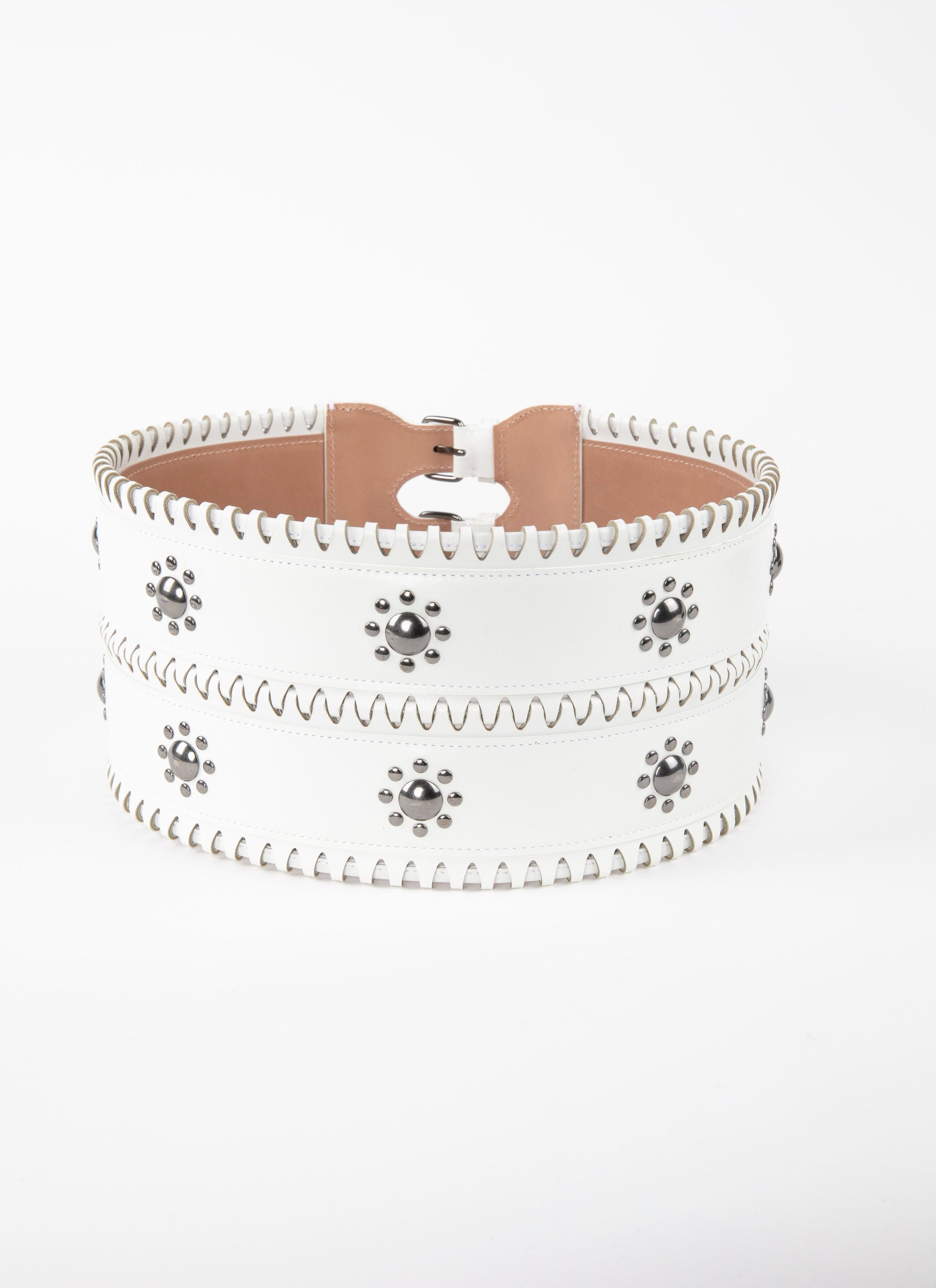 Leather hinge corset belt - Optic White
