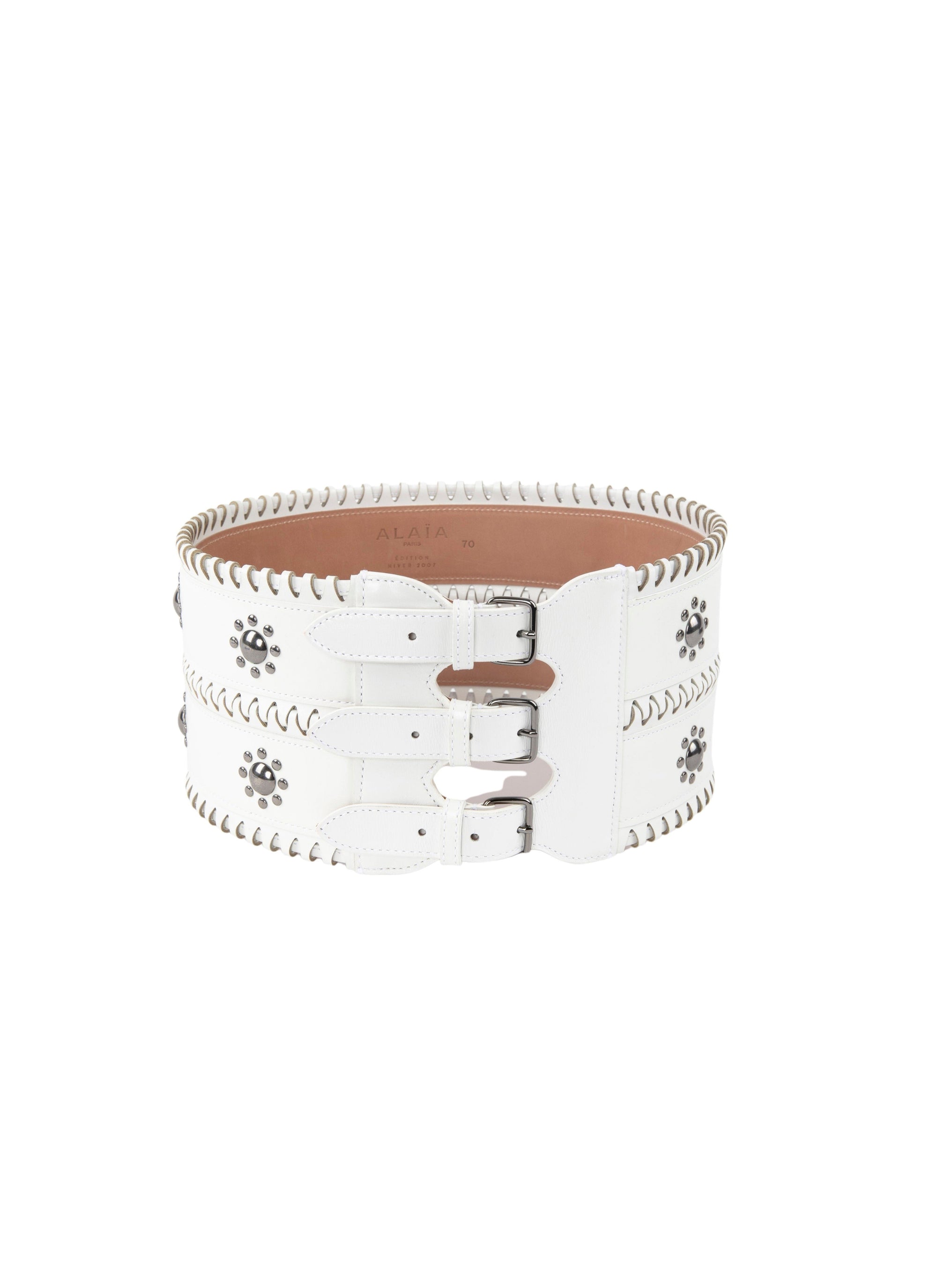 Leather hinge corset belt - Optic White
