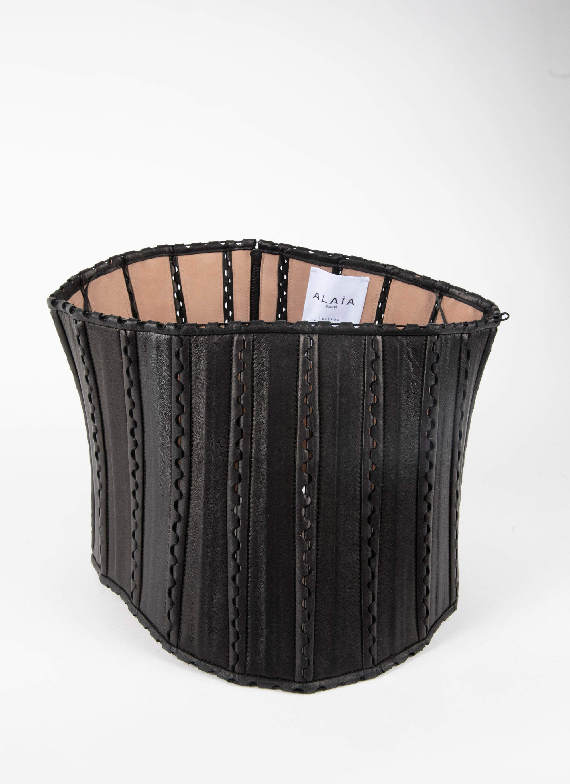 Diving hinge corset belt in leather - Black intense