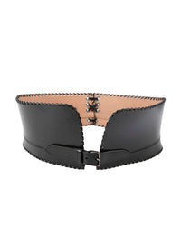 Flared lace-up belt in leather - Black intense