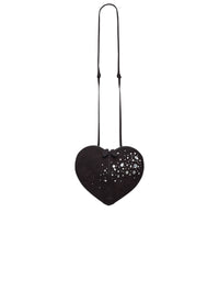 Le Coeur small leather and crystal bag - Black