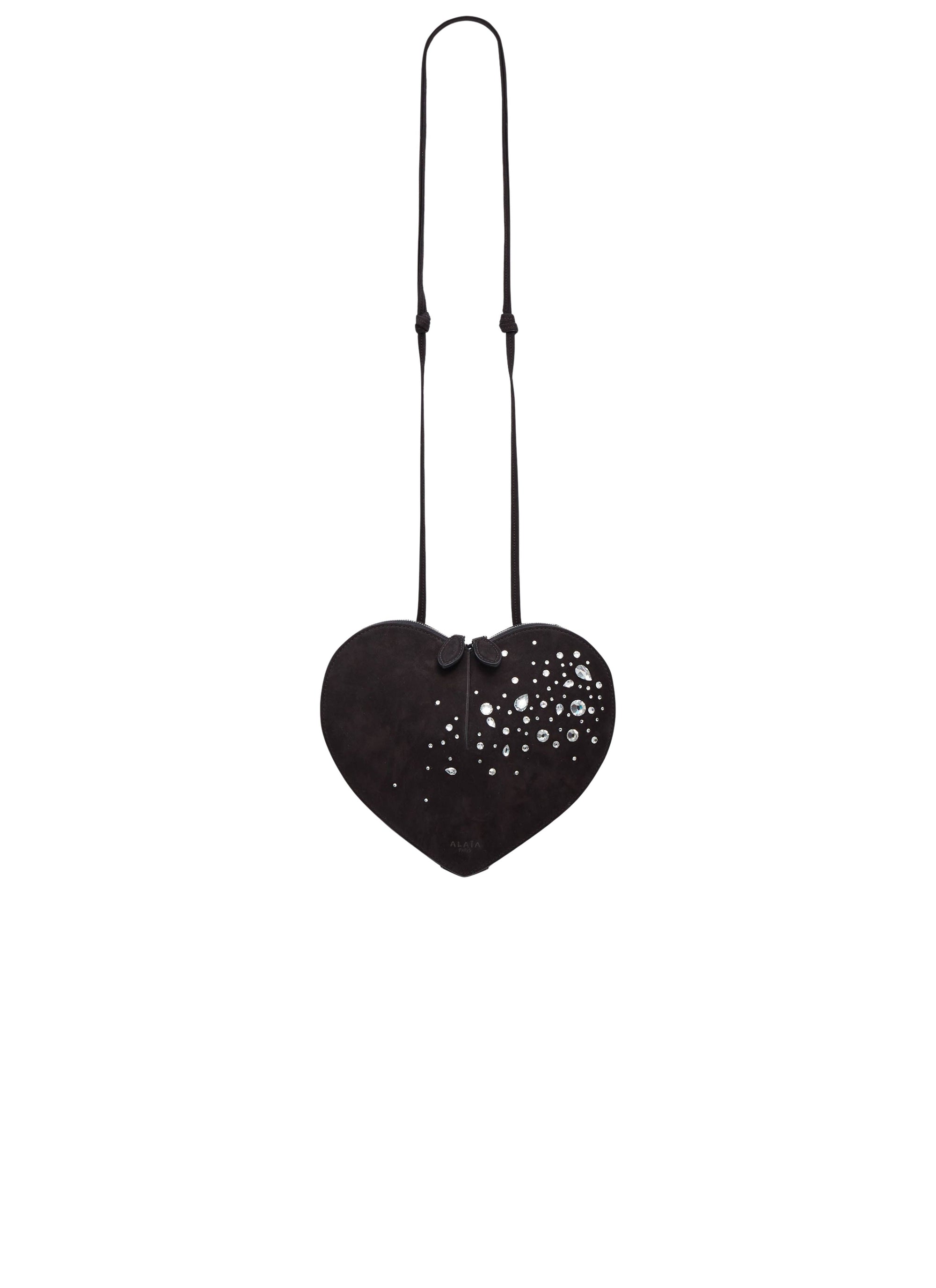 Le Coeur small leather and crystal bag - Black