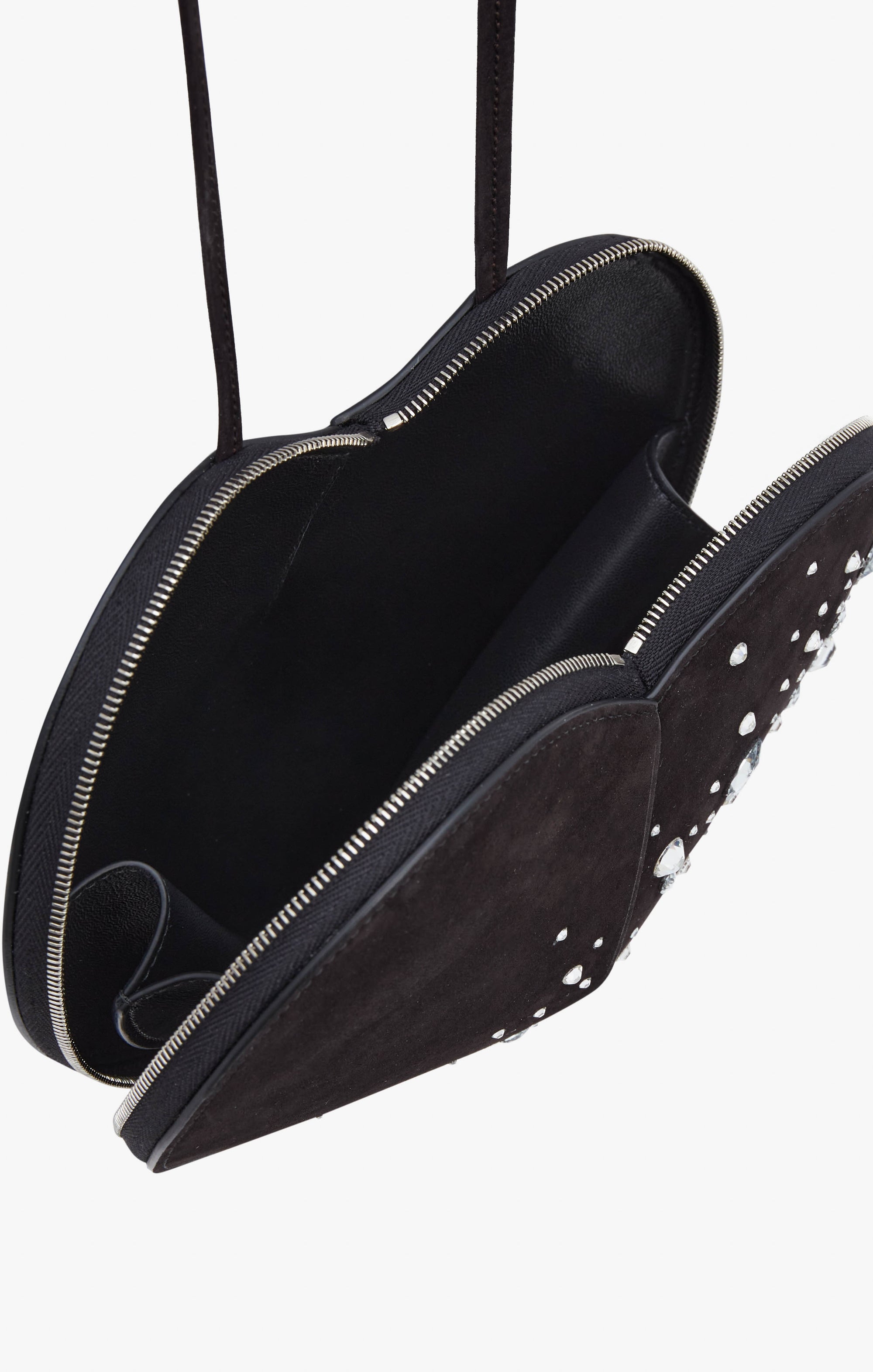 Le Coeur small leather and crystal bag - Black
