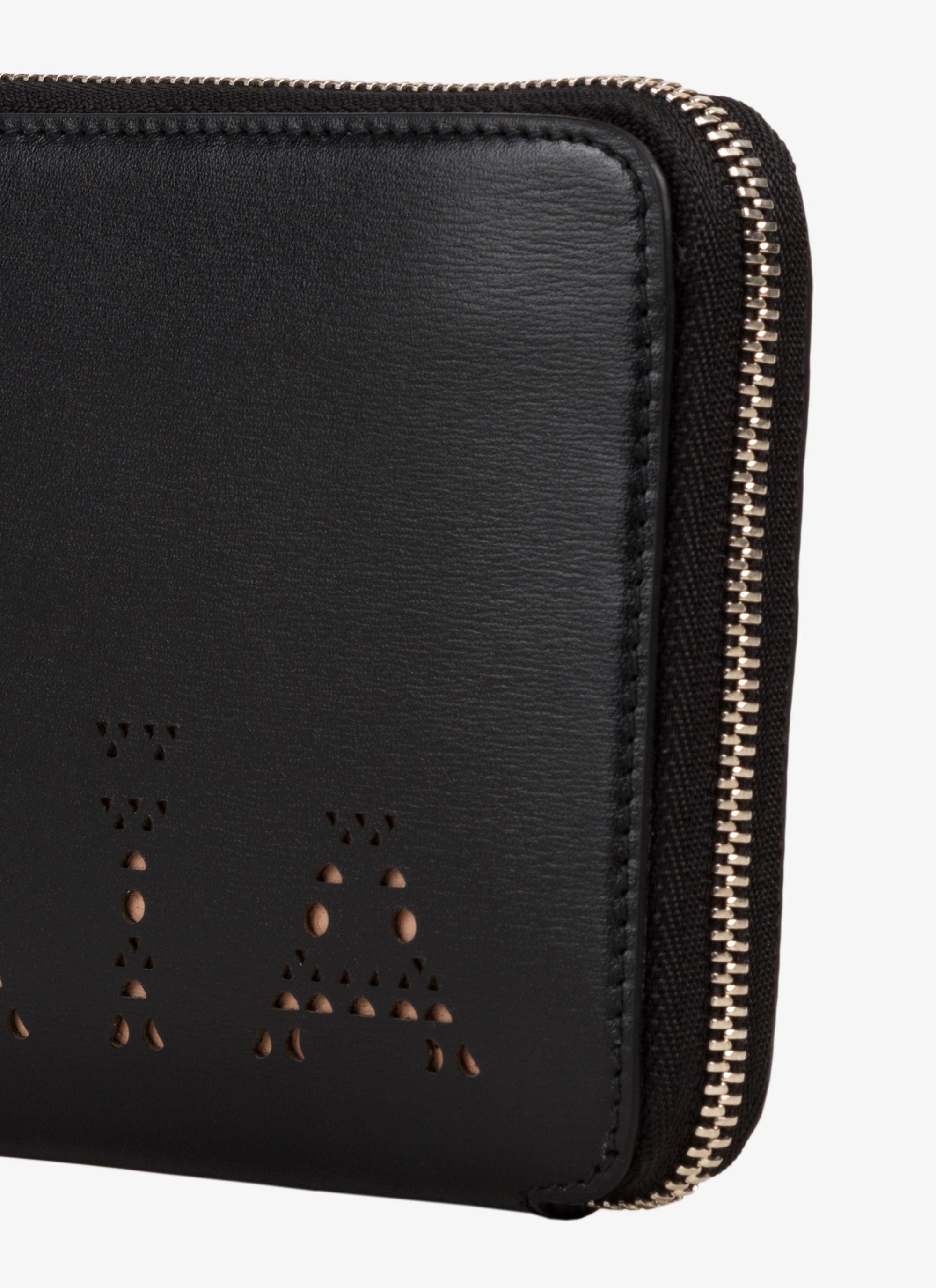 Portefeuille zippé en cuir - Noir
