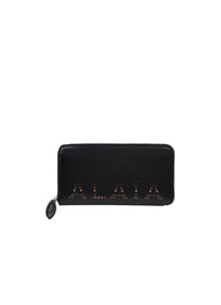 Portefeuille zippé en cuir - Noir