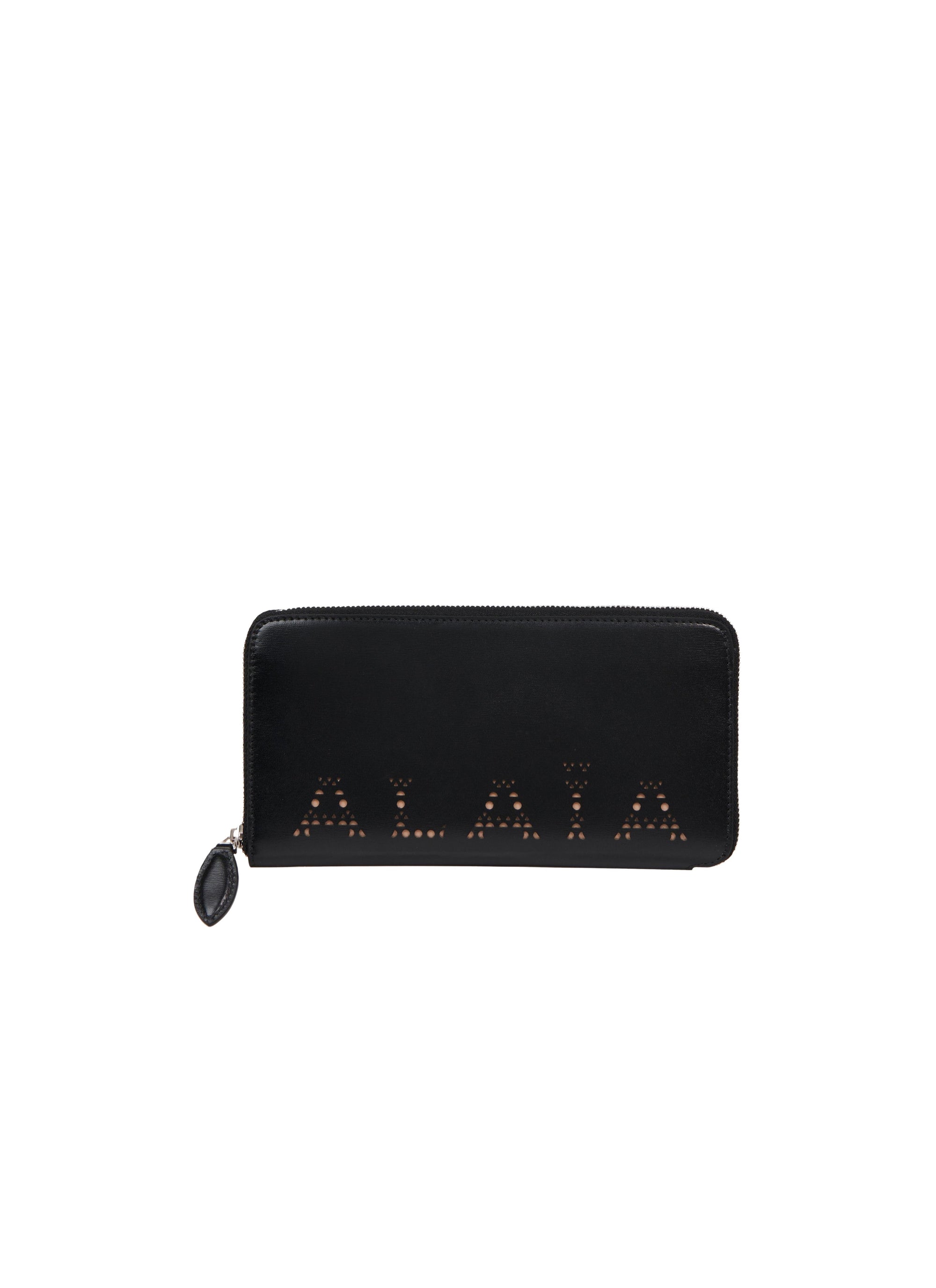 Portefeuille zippé en cuir - Noir