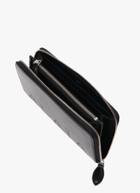 Portefeuille zippé en cuir - Noir