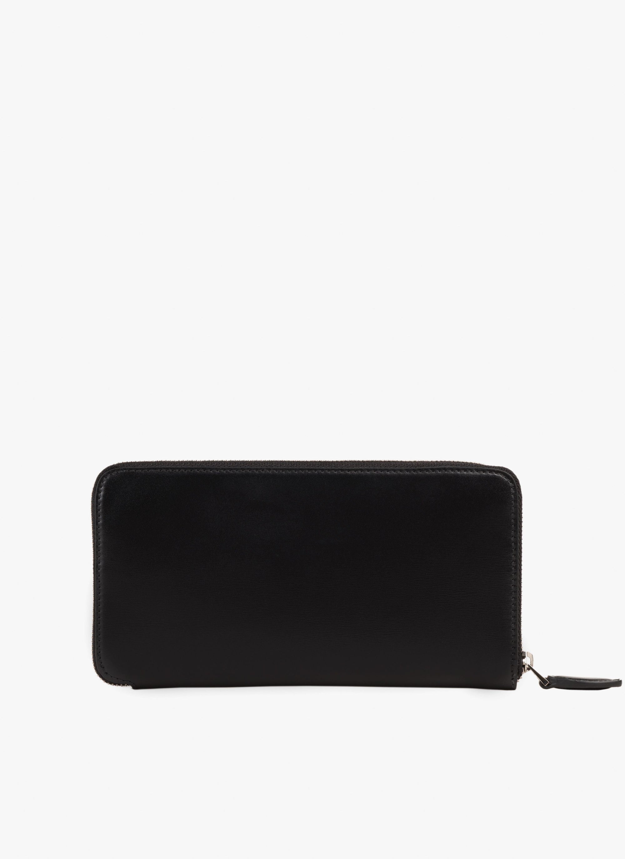 Portefeuille zippé en cuir - Noir
