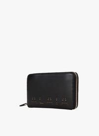 Portefeuille zippé en cuir - Noir