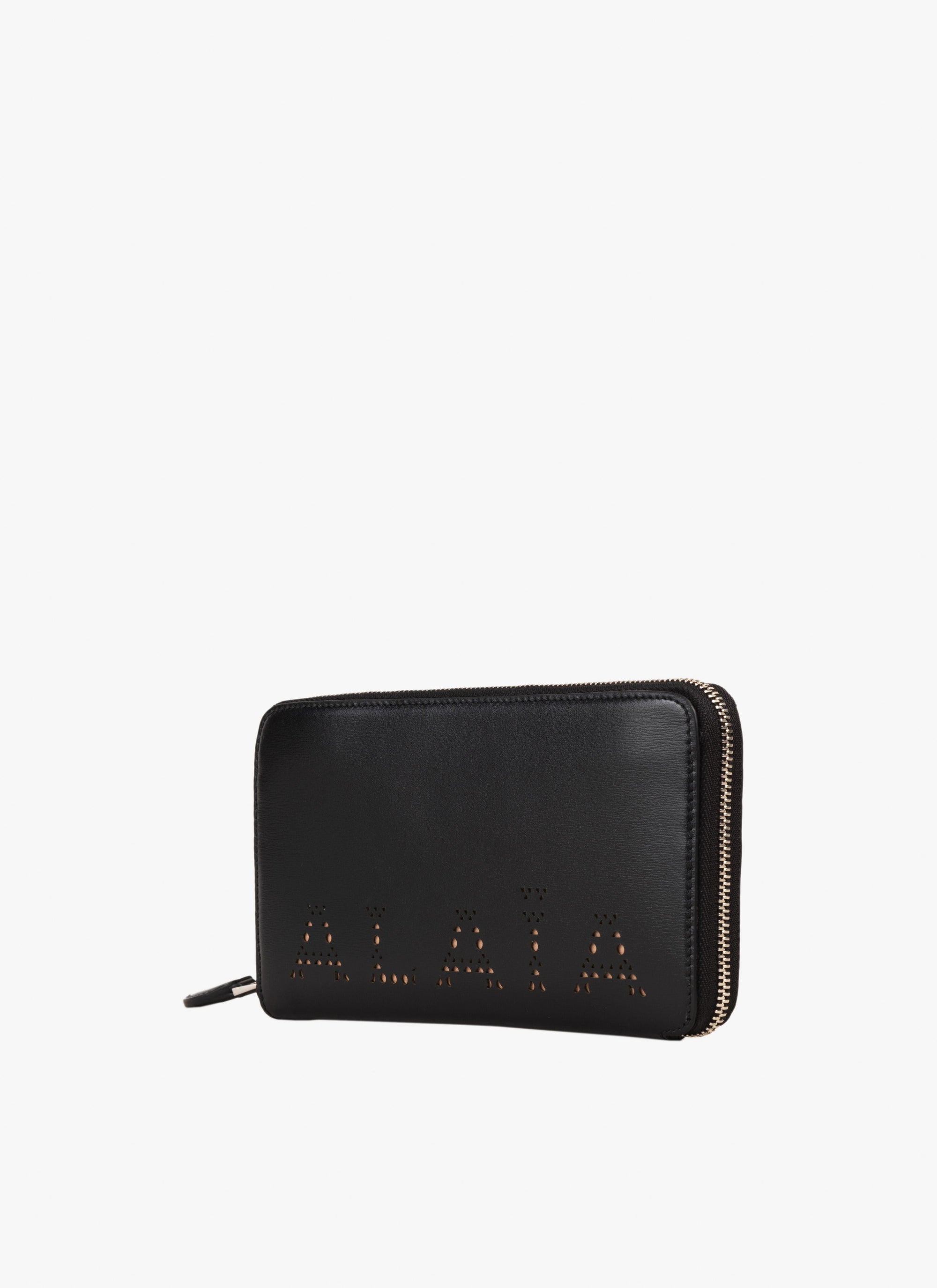 Portefeuille zippé en cuir - Noir