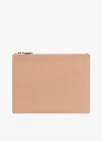 Large leather logo pouch - Sand
