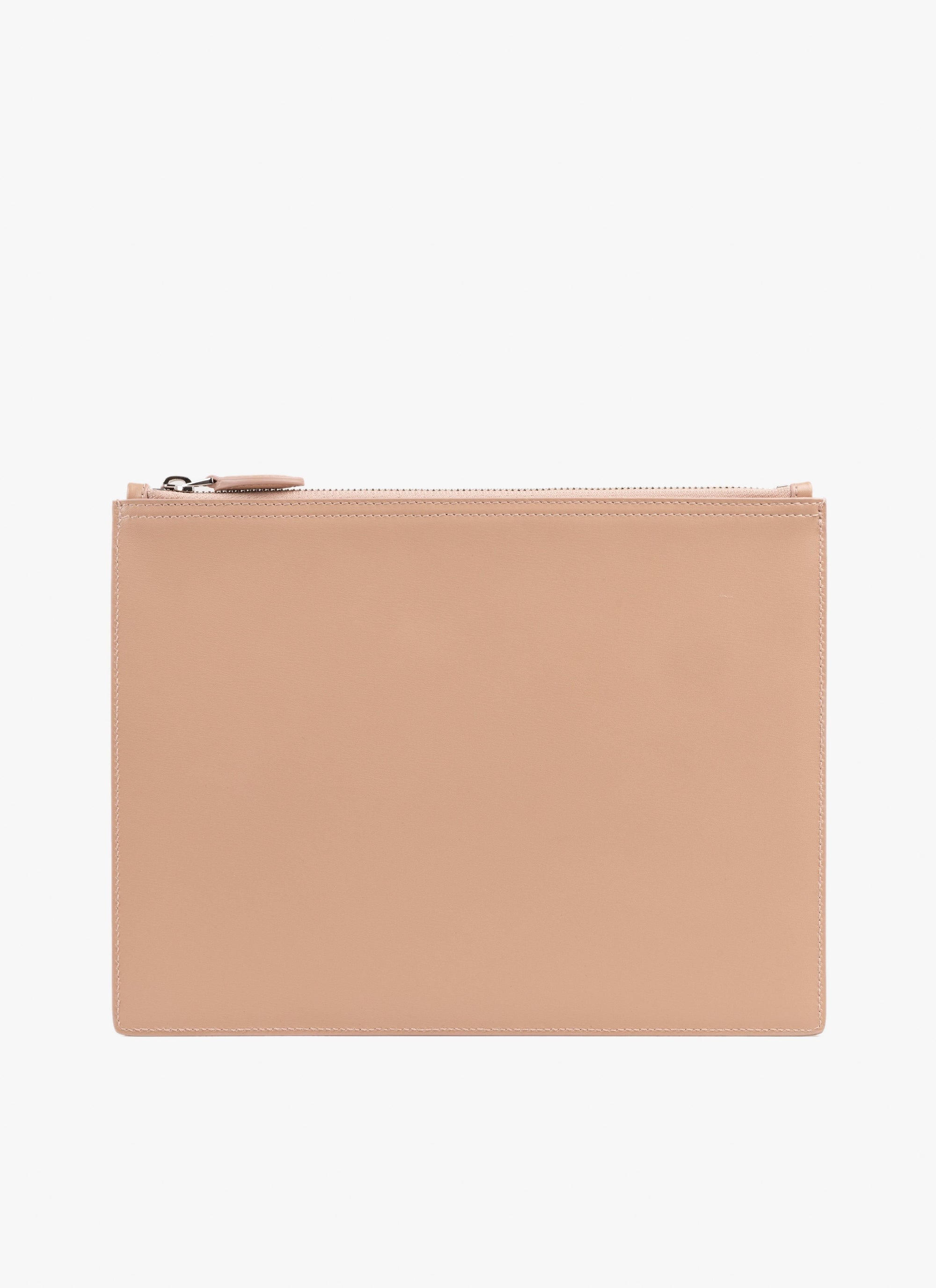 Large leather logo pouch - Sand