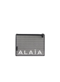 Large leather logo pouch - Black