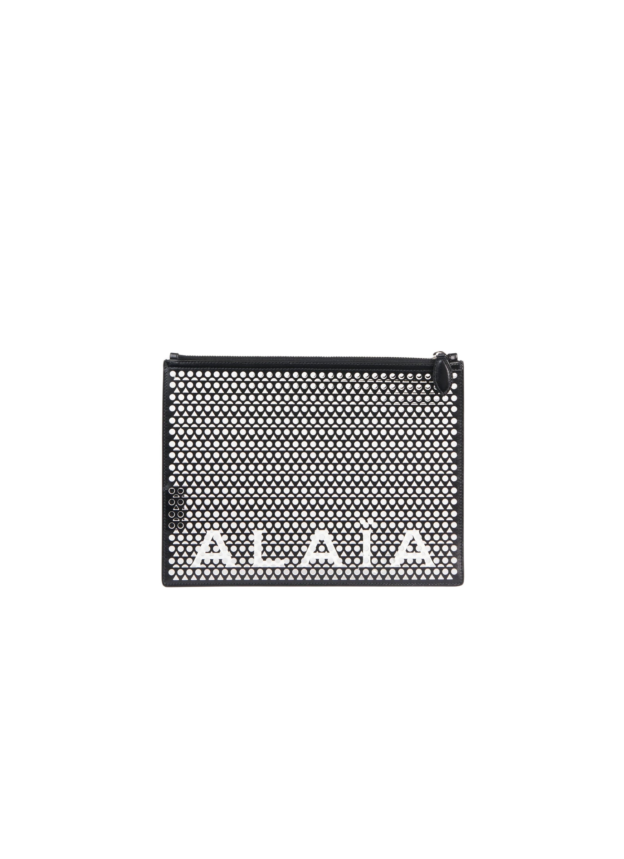 Large leather logo pouch - Black