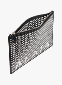 Large leather logo pouch - Black