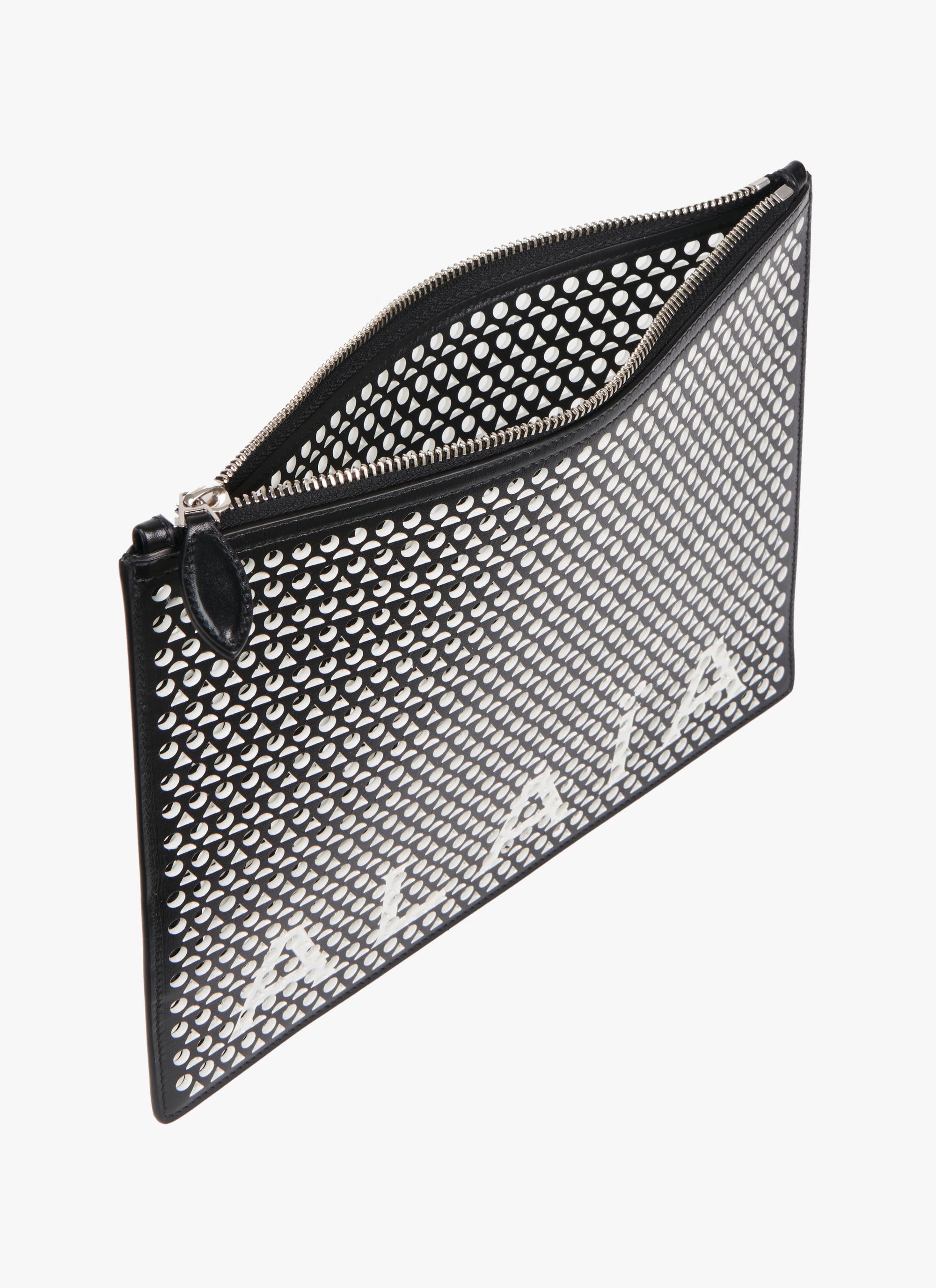 Large leather logo pouch - Black