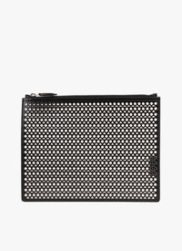 Large leather logo pouch - Black
