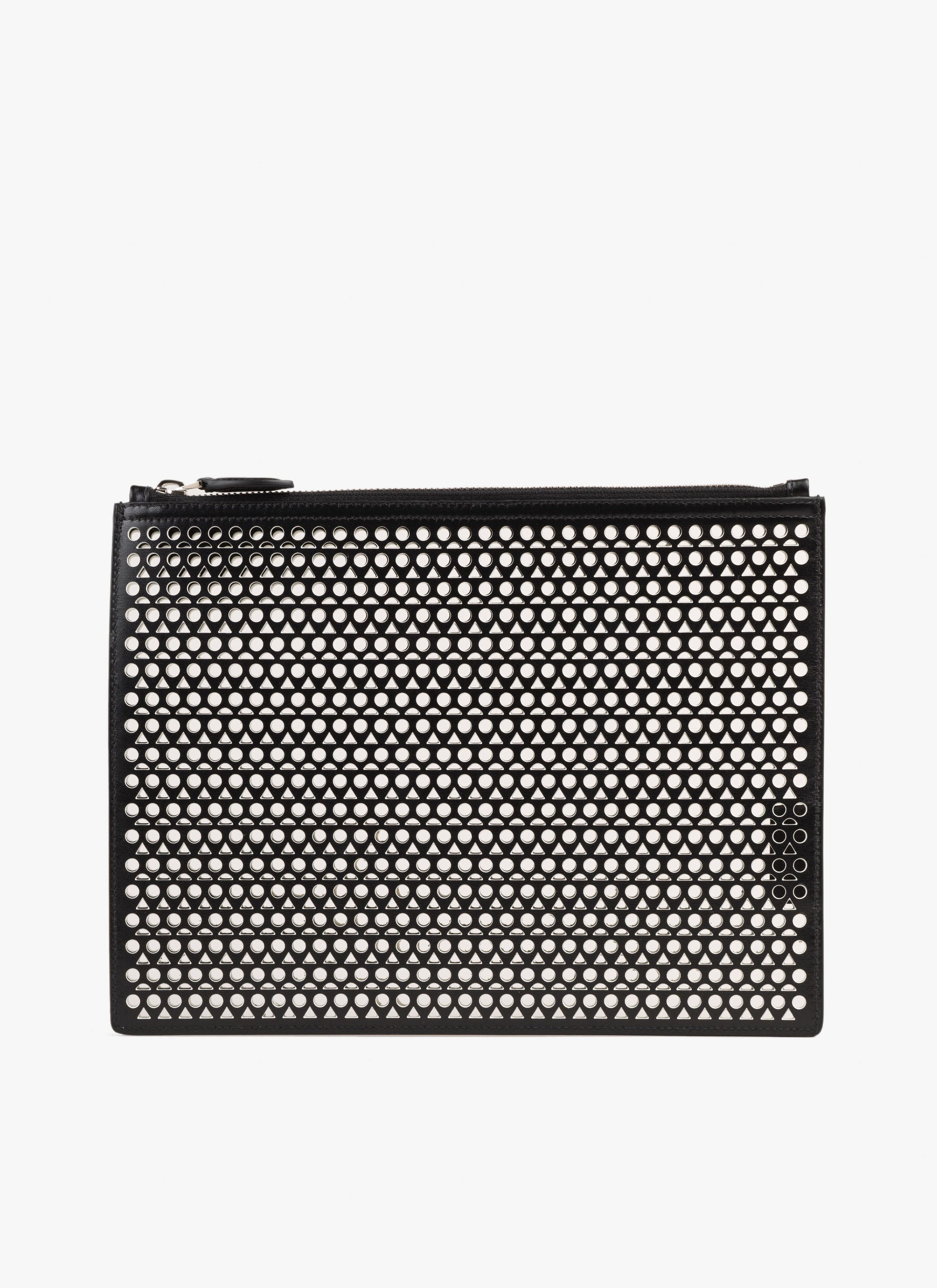 Large leather logo pouch - Black