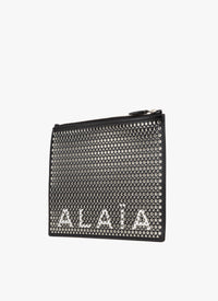Large leather logo pouch - Black