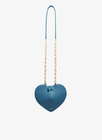 Le Cœur Small Shiny Leather Chain Bag - Slate Blue