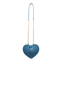 Le Cœur Small Shiny Leather Chain Bag - Slate Blue