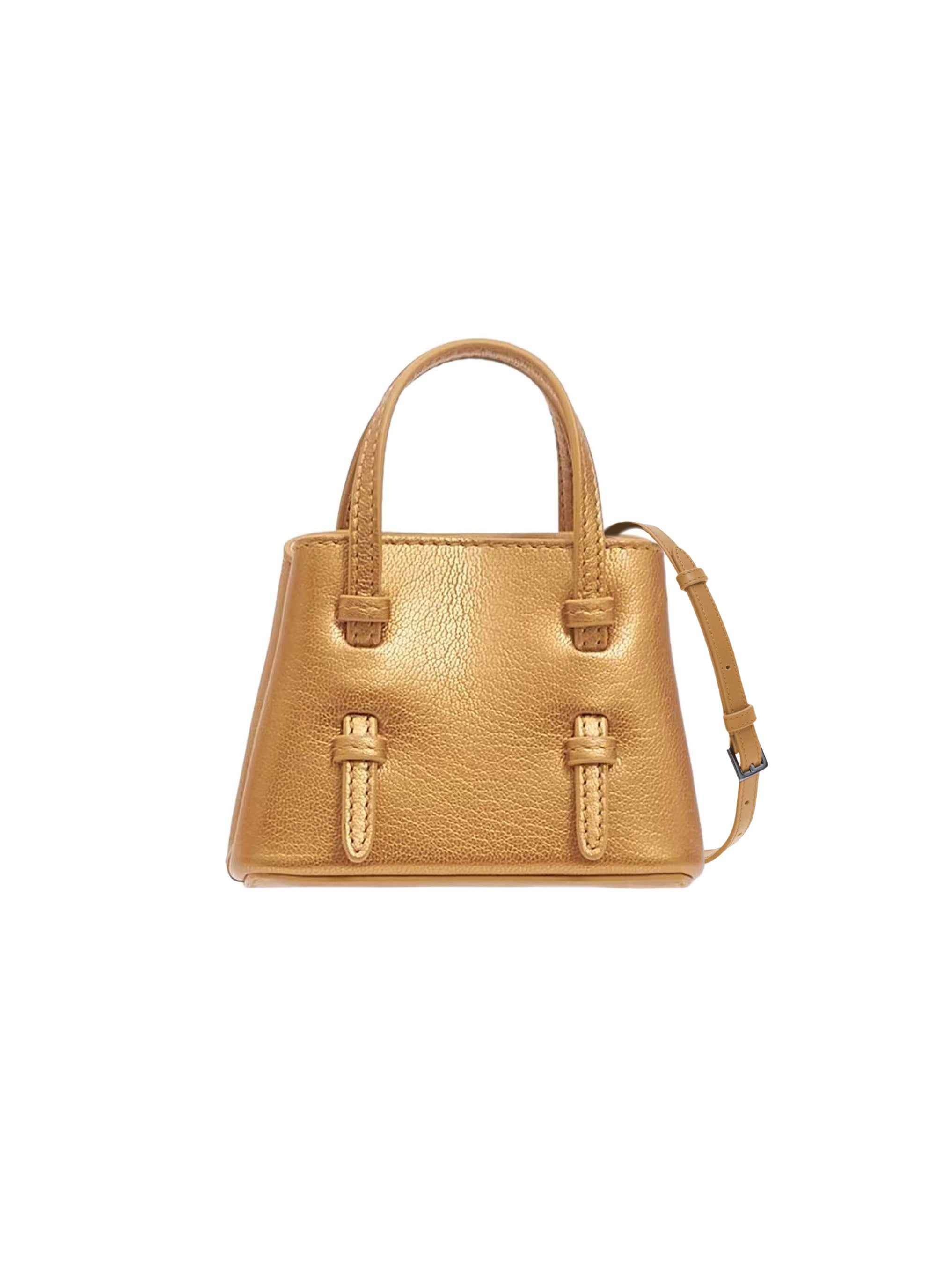 Mini Mina small bag in metallic leather - Copper