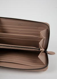 Zipped openwork wallet in leather - Sand