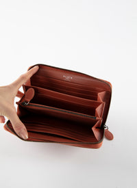 Leather wallet - Coral & White
