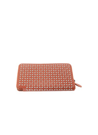 Leather wallet - Coral & White