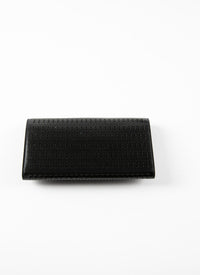 Openwork flap wallet in leather - Black intense